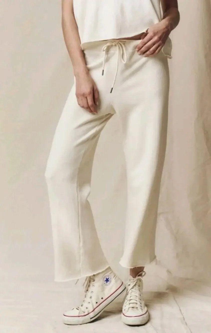The Great Wide Leg Pants Women’s Size 2 Crop Pull On Cotton Raw Hem Washed White